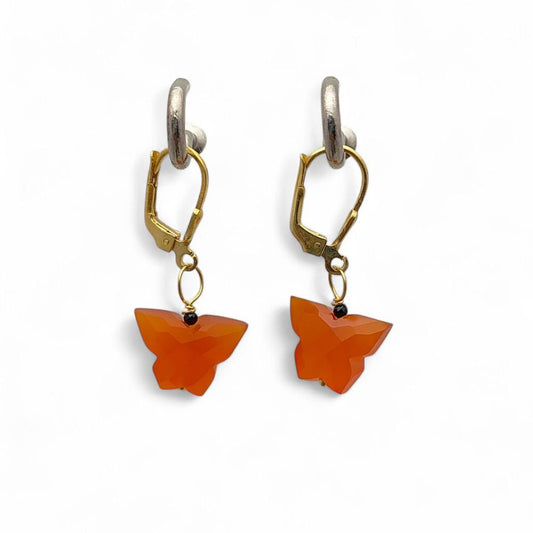 Natural Carnelian Butterfly Earrings
