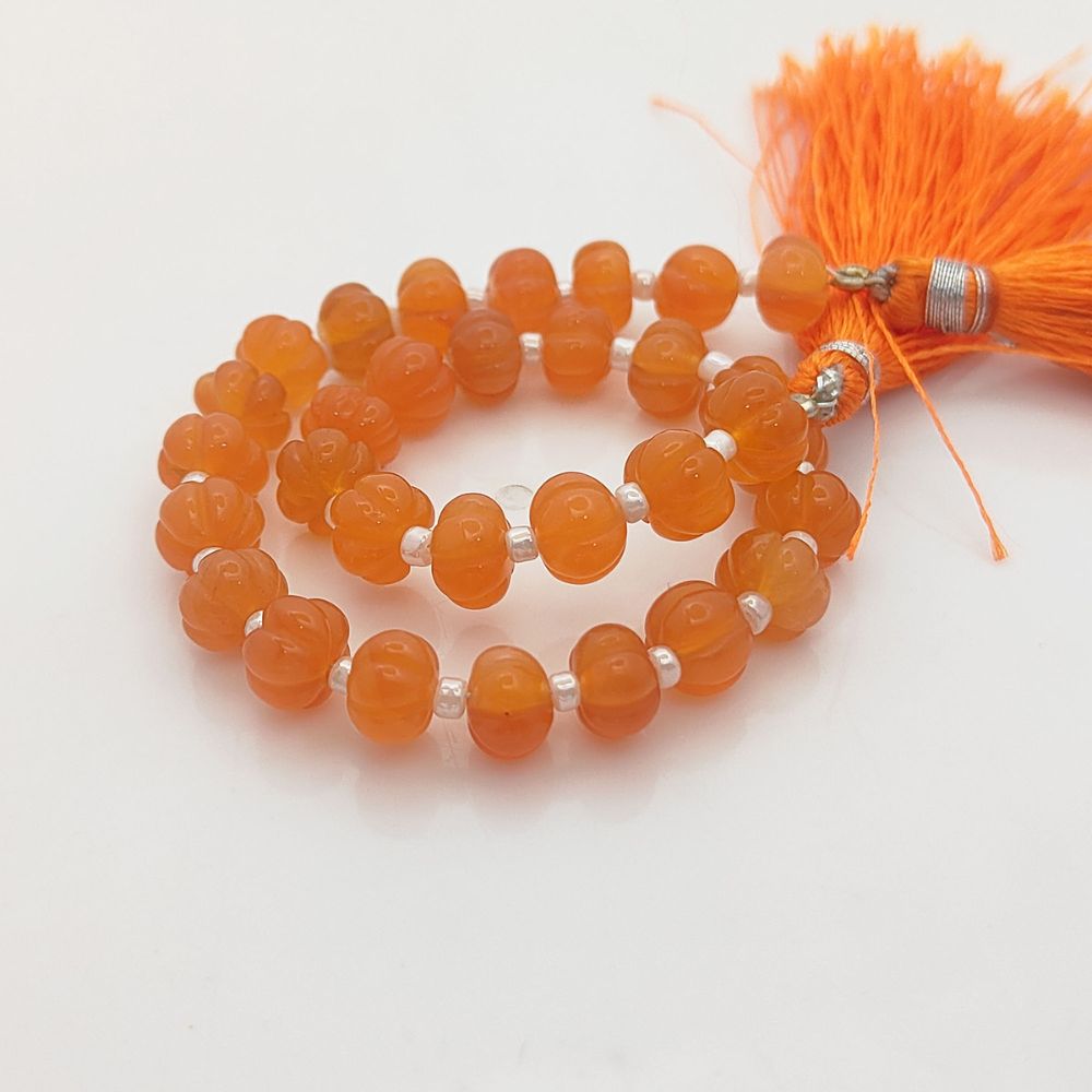 Jewelry Supply: Carnelian Pumpkin Beads – Natural Gemstones for Creative Projects