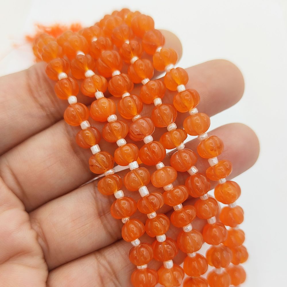 Handcrafted Carnelian Pumpkin Beads – Natural Gemstones for DIY Projects