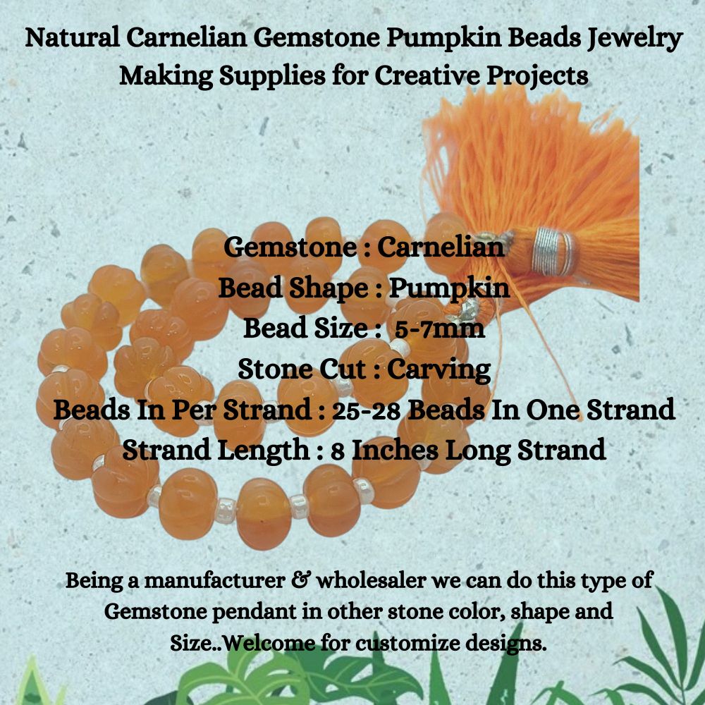 Carnelian Pumpkin Gemstone Beads – Perfect for Handmade Jewelry & Beading Projects
