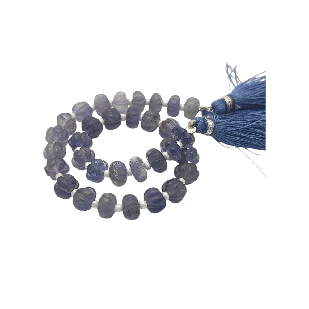 Natural Carved Iolite Pumpkin Beads Beautiful Purple Gemstones for DIY Jewelry Making