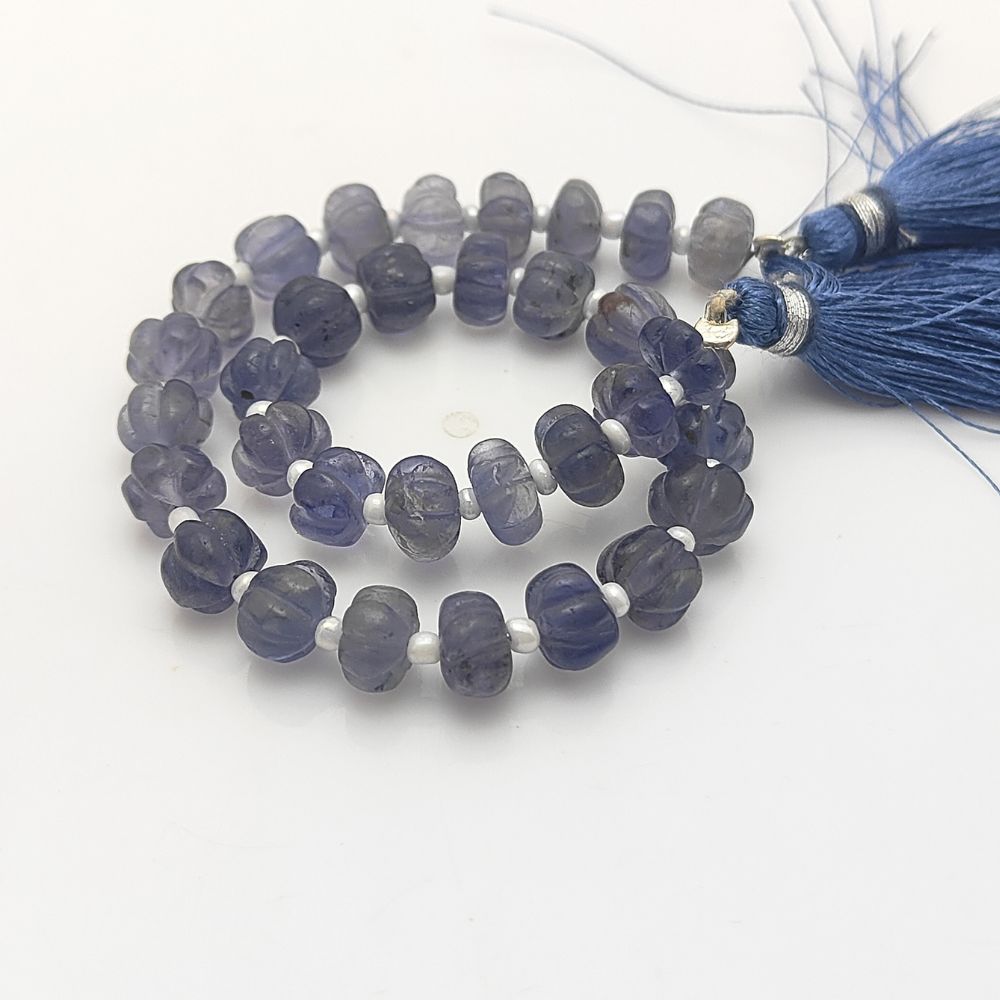 DIY Jewelry Makers – Natural Carved Iolite Pumpkin Beads for Stunning Purple Designs