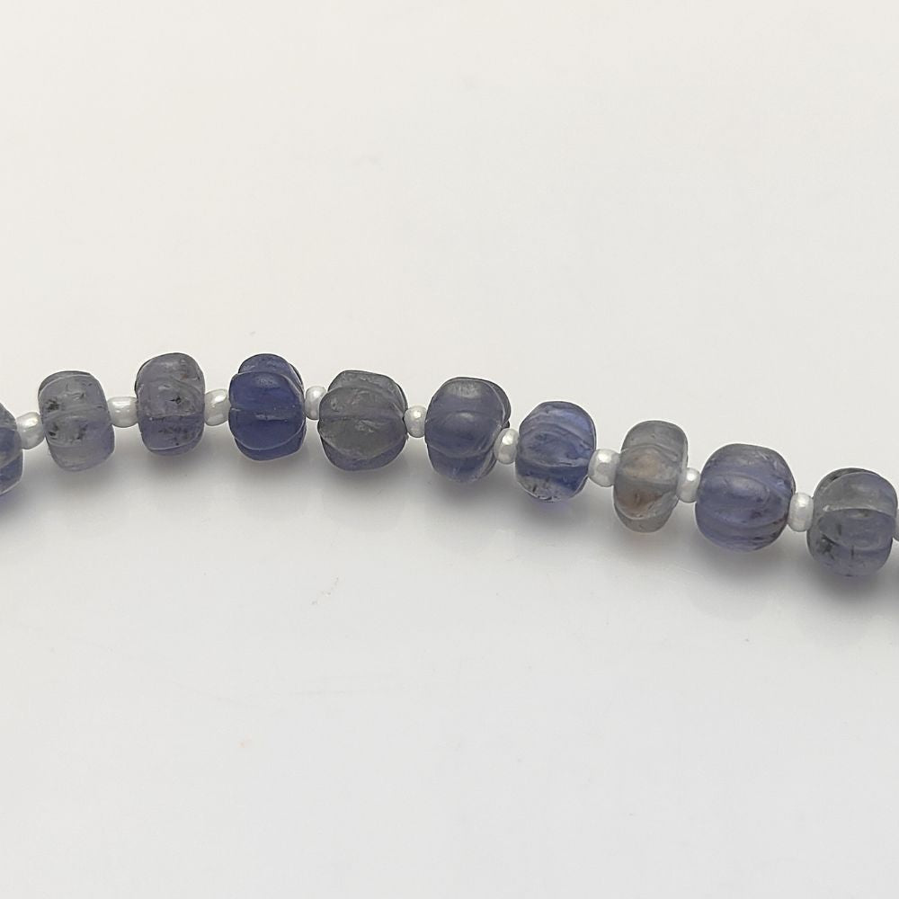 Purple Iolite Pumpkin Beads – Natural Carved Gemstones for Creative DIY Jewelry Making