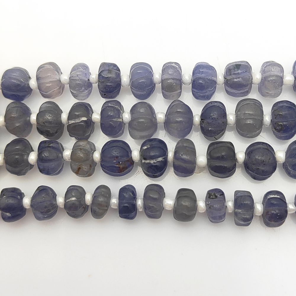 Iolite Pumpkin Beads – Elegant Purple Gemstones for DIY Jewelry & Crafting