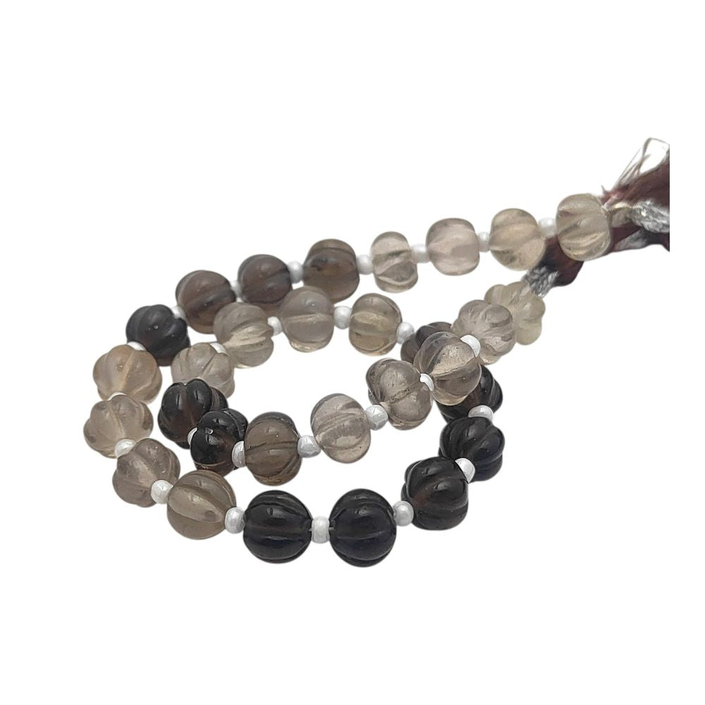 Natural Carved Shaded Smoky Quartz Pumpkin Beads – Brown Gemstones for DIY Jewelry Making