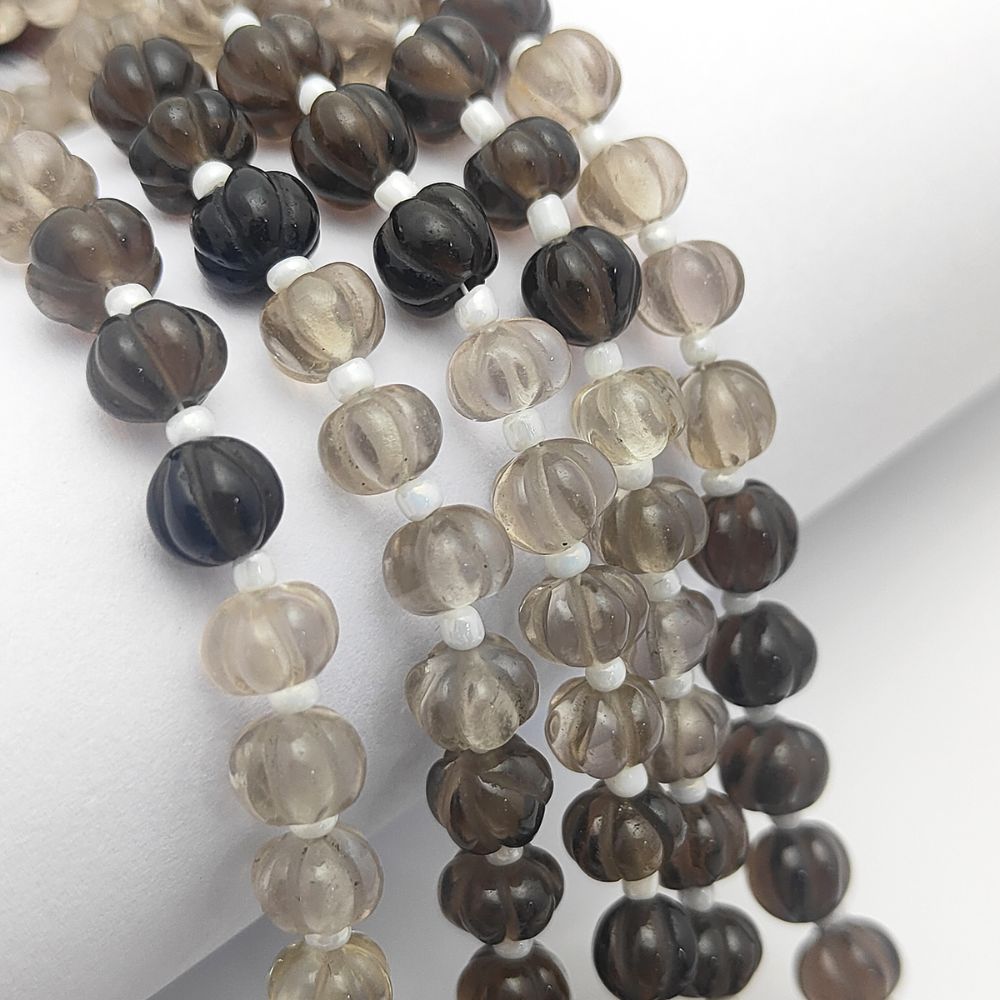 Natural Shaded Smoky Quartz Pumpkin Beads – Unique Brown Gemstones for Jewelry Making
