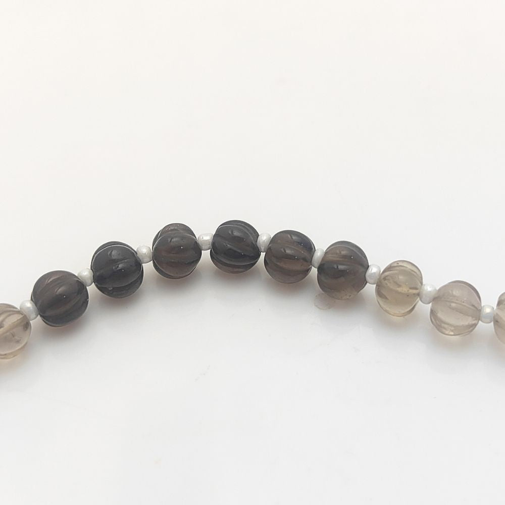 Natural Carved Smoky Quartz Beads – Pumpkin-Shaped Brown Gemstones for DIY Crafts