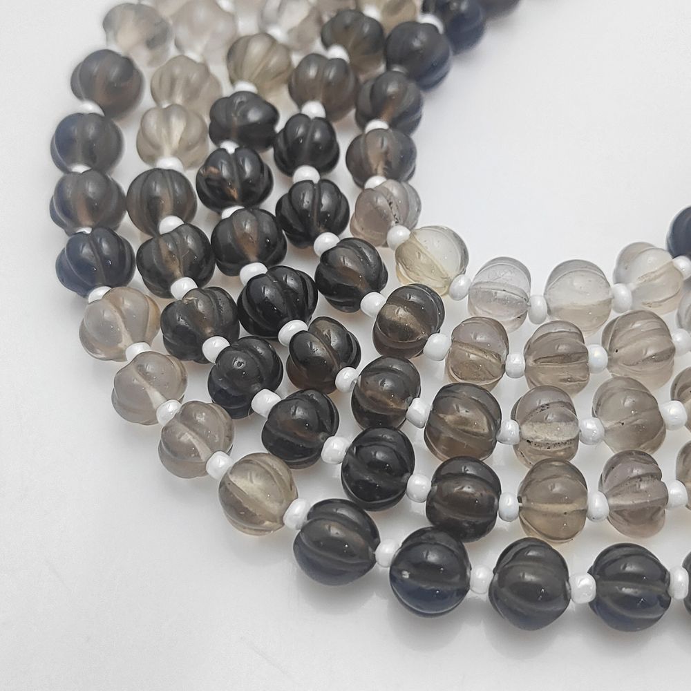 Smoky Quartz Pumpkin Beads – Hand-Carved Brown Gemstones for DIY Creations