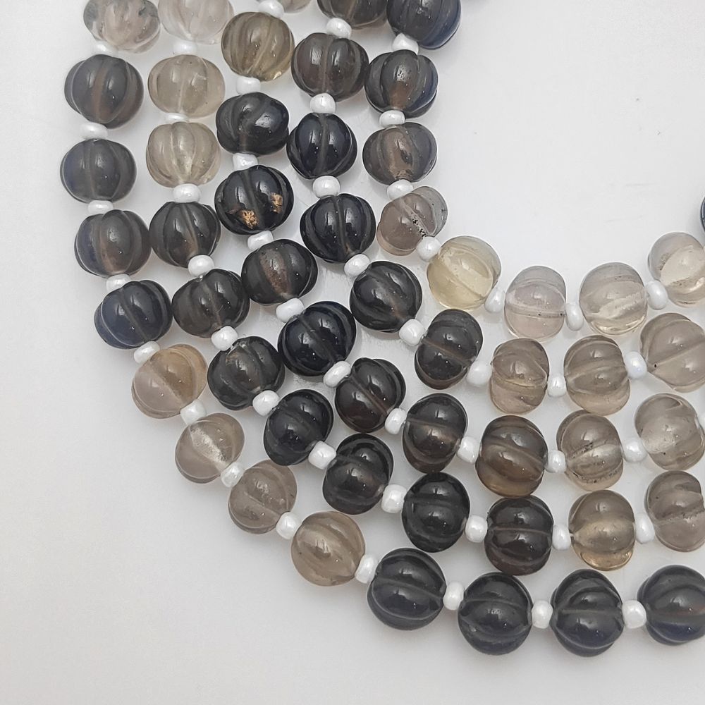 Natural Smoky Quartz Pumpkin Beads – Shaded Brown Gemstones for DIY Jewelry Projects