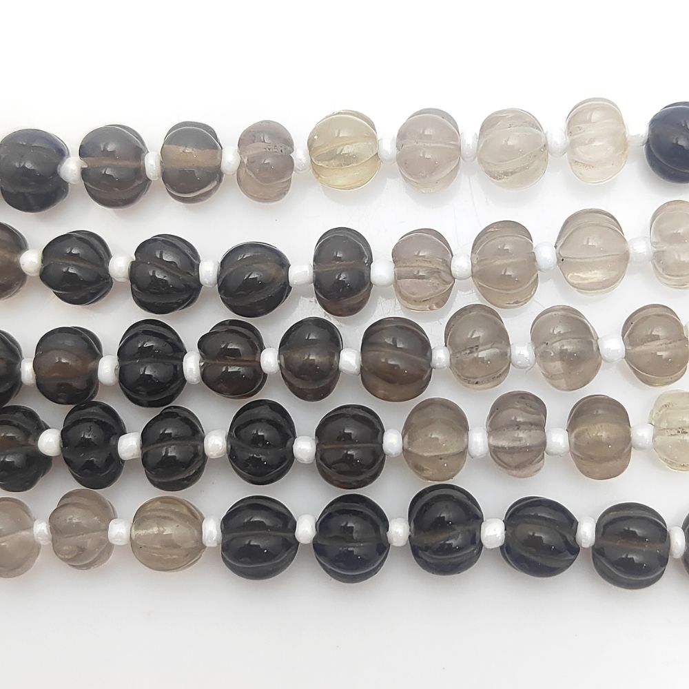 Shaded Brown Smoky Quartz Pumpkin Beads – Natural Gemstones for Custom Jewelry Designs