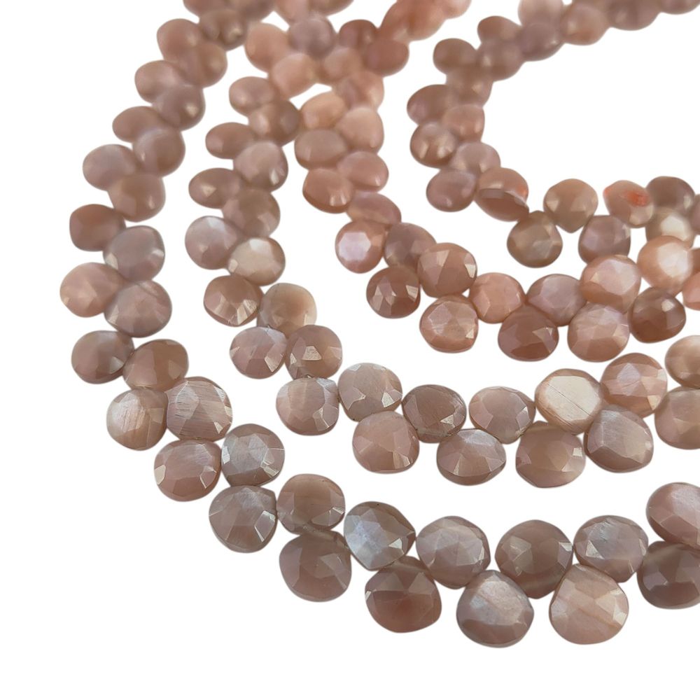 Chocolate Moonstone Heart Beads – Natural Warm Brown Gemstones for Jewelry Making