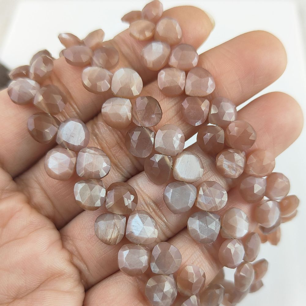 Warm Brown Gemstone Beads – Chocolate Moonstone Heart Beads for Crafting