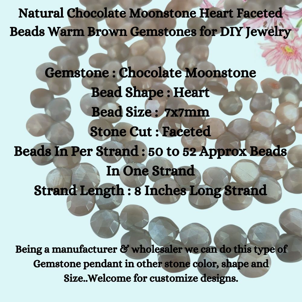 Faceted Chocolate Moonstone Beads – Beautiful Heart Shaped Stones for DIY Creations