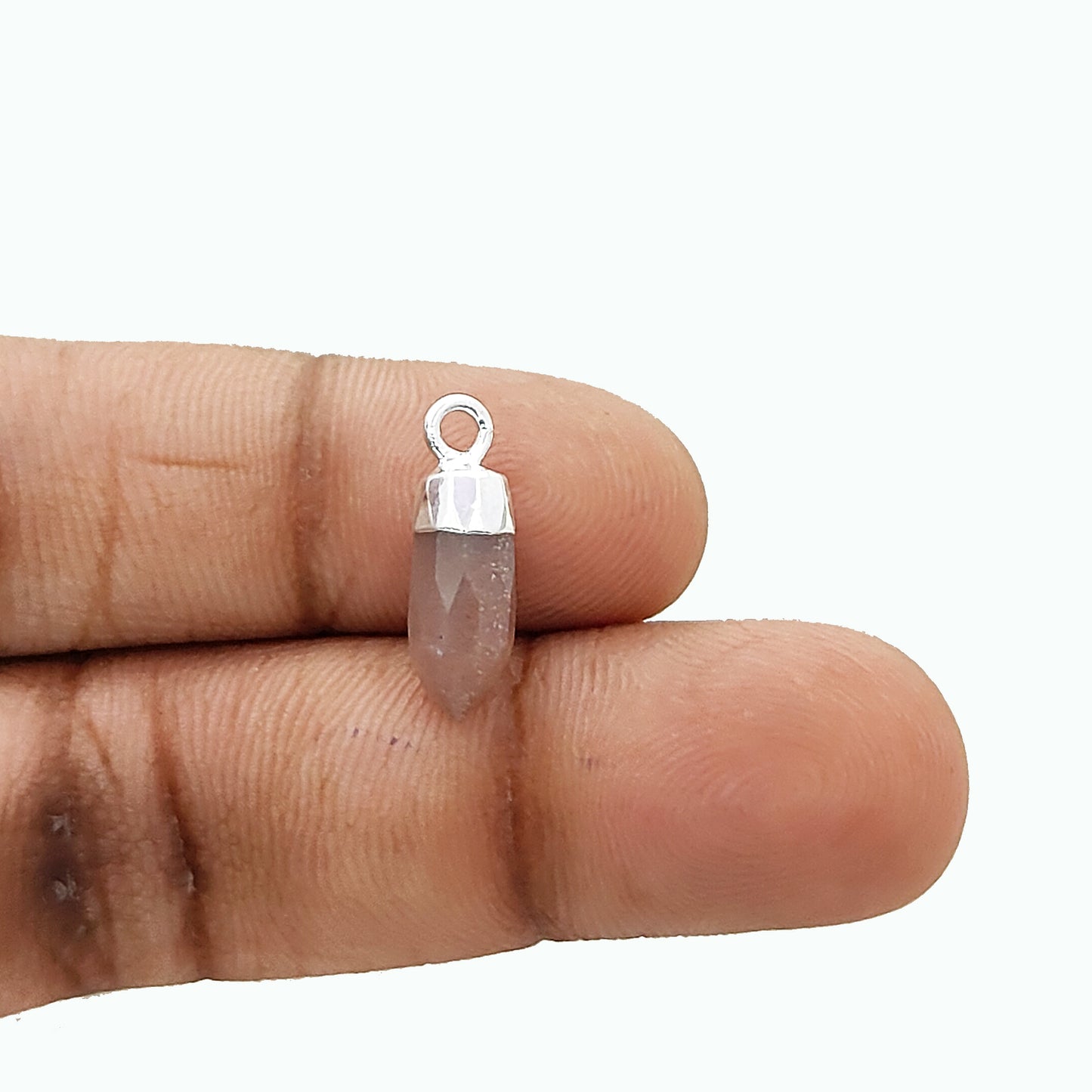 Natural Chocolate Moonstone Spike Pendant Gold/Silver Electroplated Cap Crystal for Handmade Jewelry- Selling Per Piece