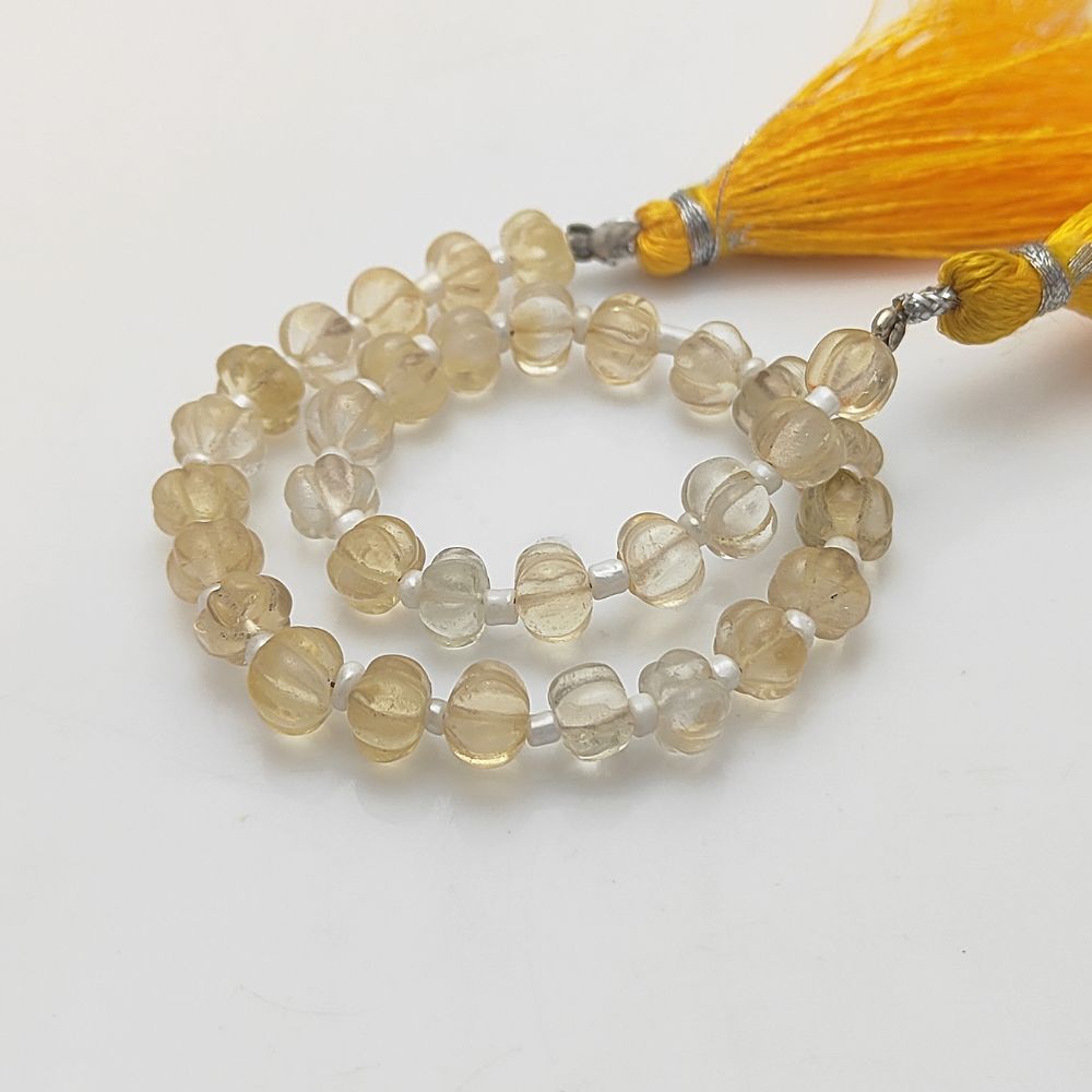 Citrine Carved Beads in Pumpkin Shape – Natural Loose Gemstones for DIY Projects