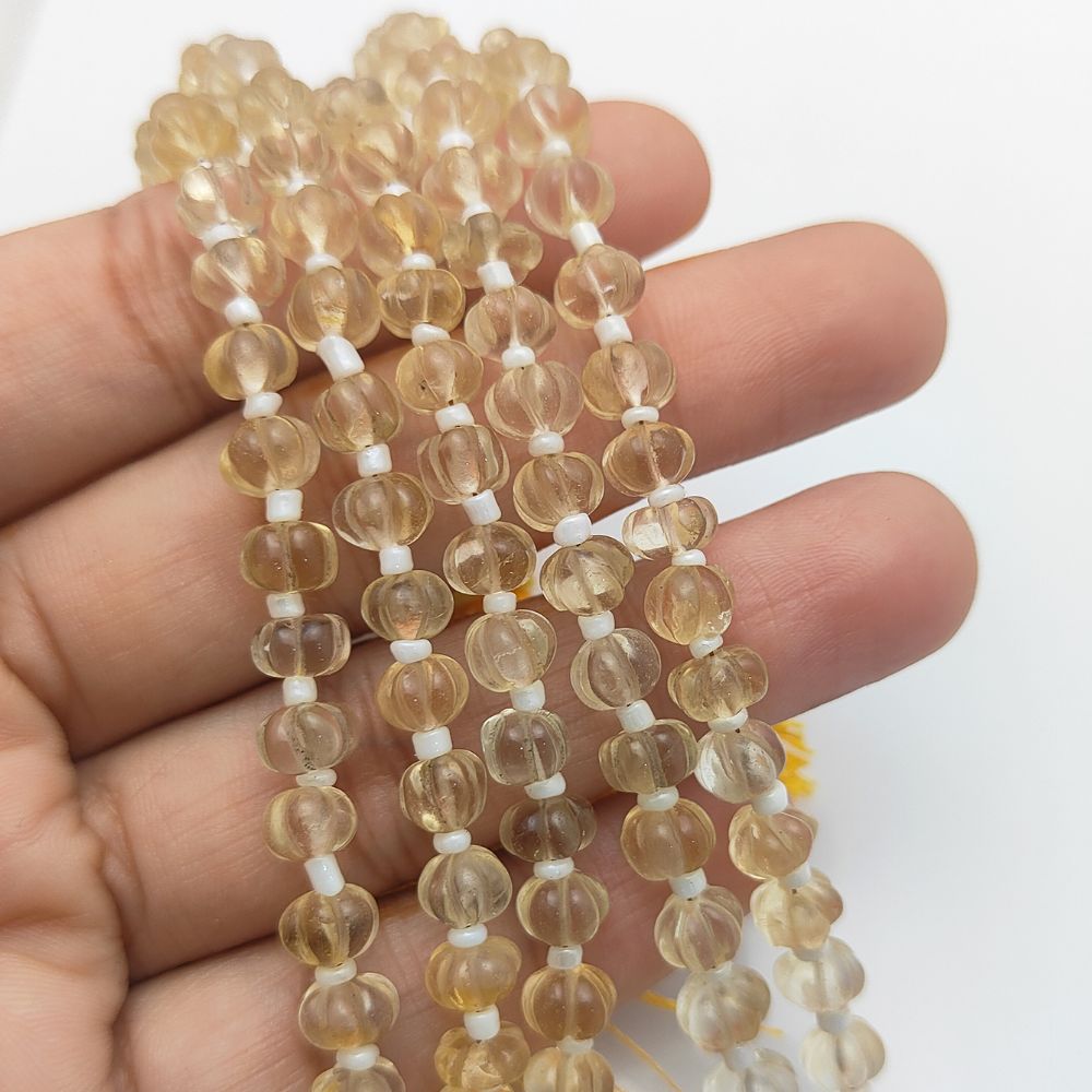 Golden Citrine Carved Pumpkin Beads – Unique Gemstones for Handmade Jewelry