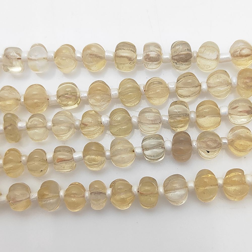 Hand-Carved Natural Citrine Beads – Pumpkin Shaped Gemstones for Crafting