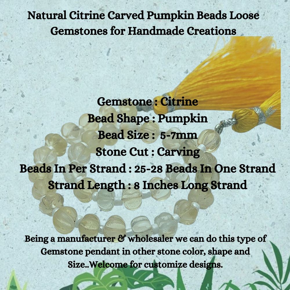Loose Citrine Pumpkin Gemstone Beads – Perfect for Handmade Jewelry Projects