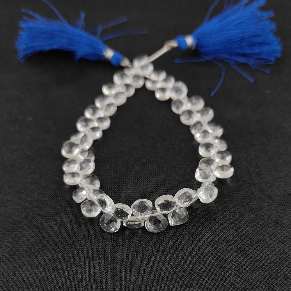 Natural Clear Quartz Heart Beads – Faceted Crystal Beads for DIY Jewelry