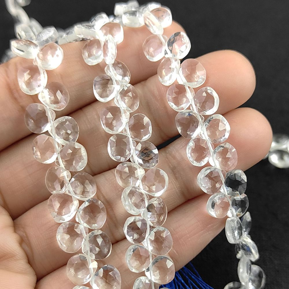 High-Quality Clear Quartz Heart Beads for Elegant Handmade Jewelry