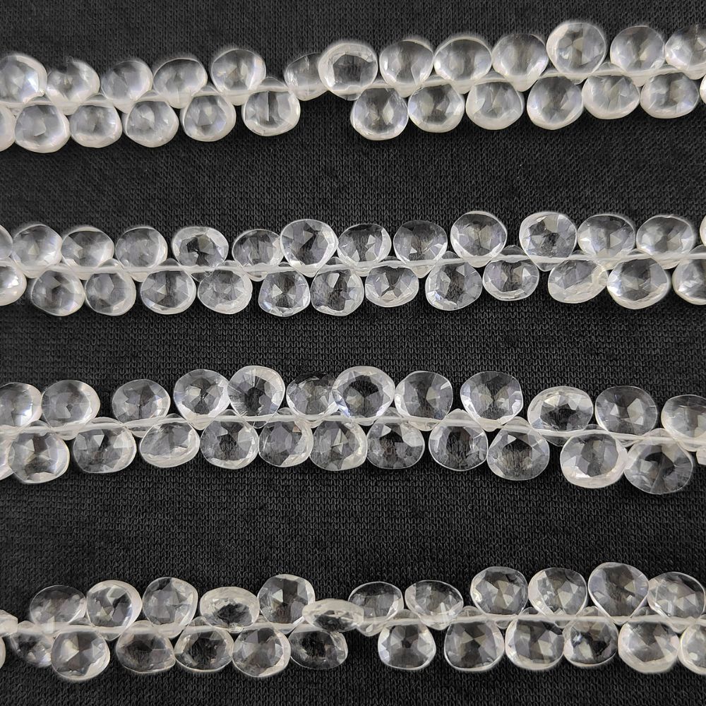 Clear Quartz Heart Crystal Beads – Stunning Faceted Finish for Custom Jewelry