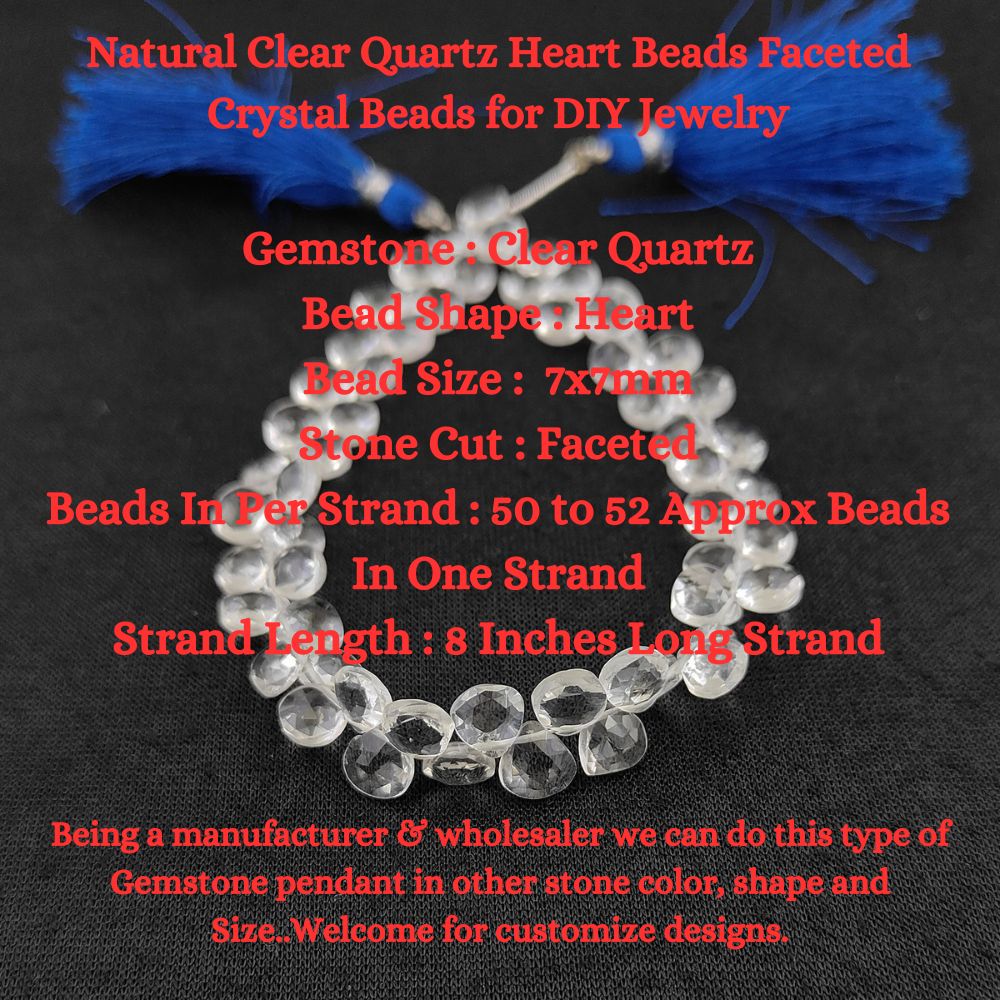 Clear Quartz Faceted Heart Beads – Perfect for Custom Jewelry Designs