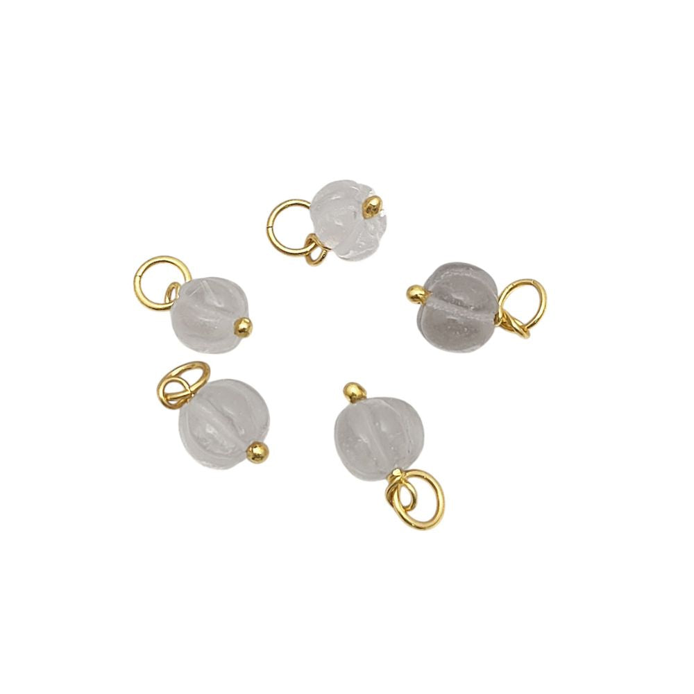 Natural Clear Quartz Pumpkin Charm Pendant Gemstone Bead for Spiritual Jewelry- Selling Per Piece