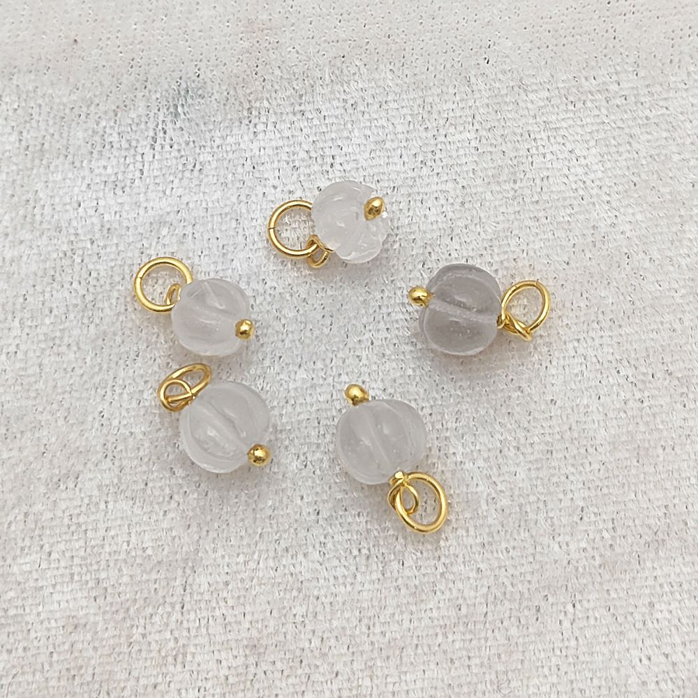 Natural Clear Quartz Pumpkin Charm Pendant Gemstone Bead for Spiritual Jewelry- Selling Per Piece