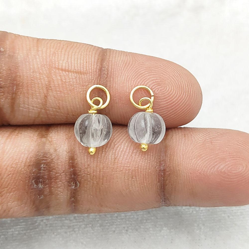 Natural Clear Quartz Pumpkin Charm Pendant Gemstone Bead for Spiritual Jewelry- Selling Per Piece