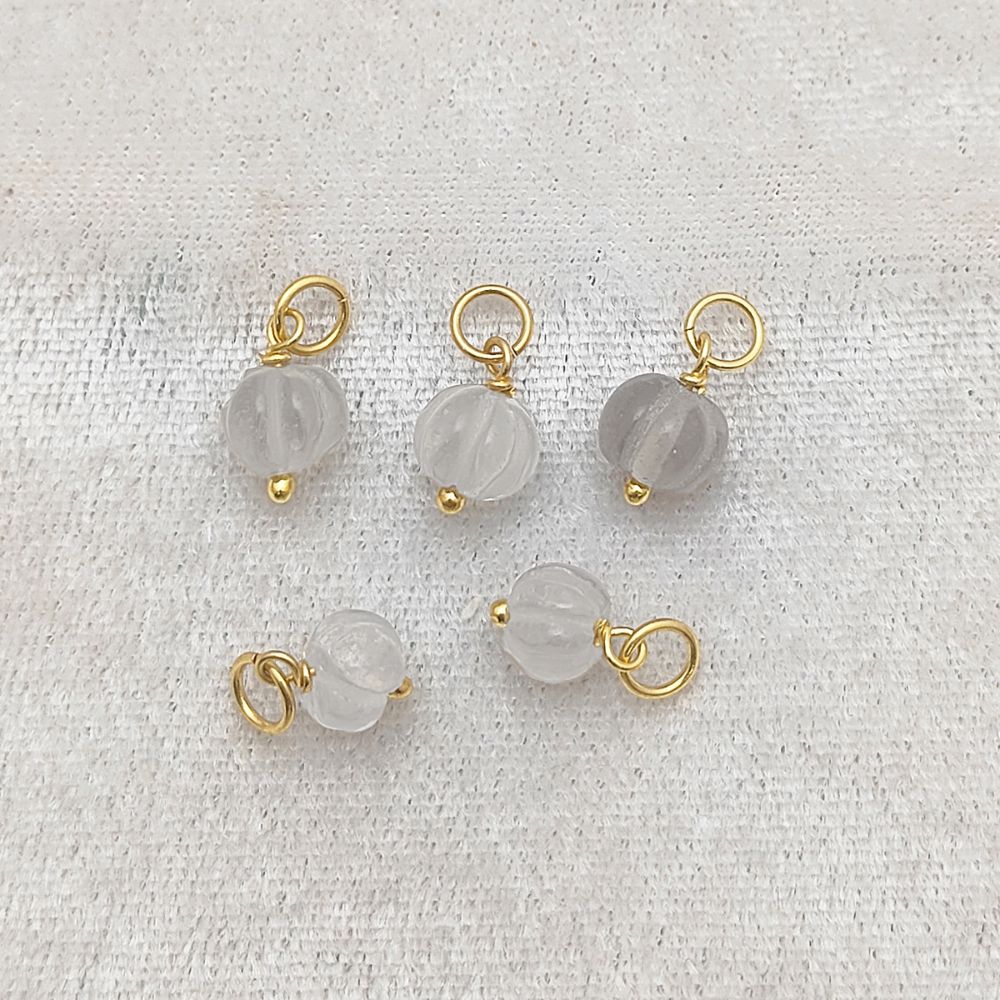 Natural Clear Quartz Pumpkin Charm Pendant Gemstone Bead for Spiritual Jewelry- Selling Per Piece