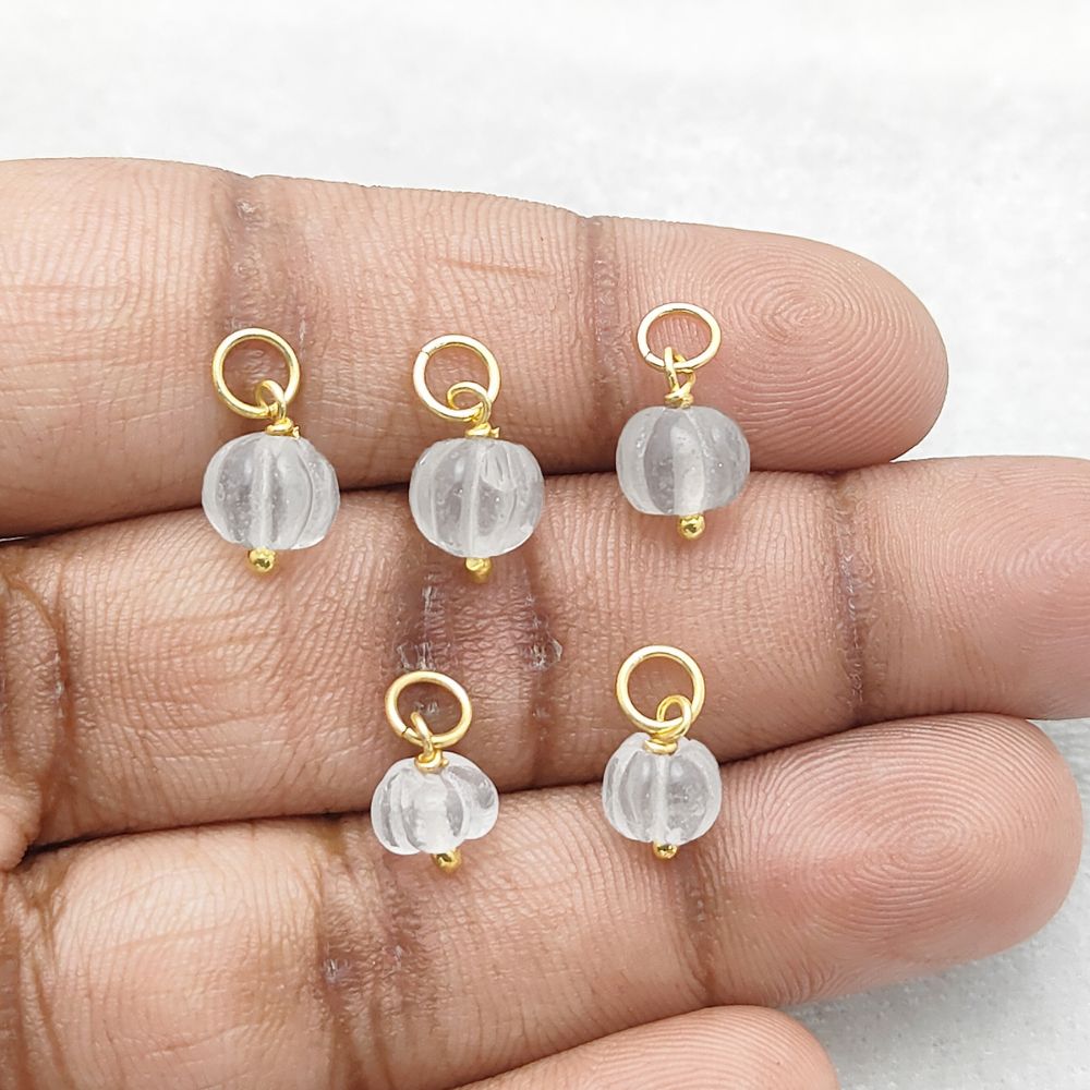 Natural Clear Quartz Pumpkin Charm Pendant Gemstone Bead for Spiritual Jewelry- Selling Per Piece