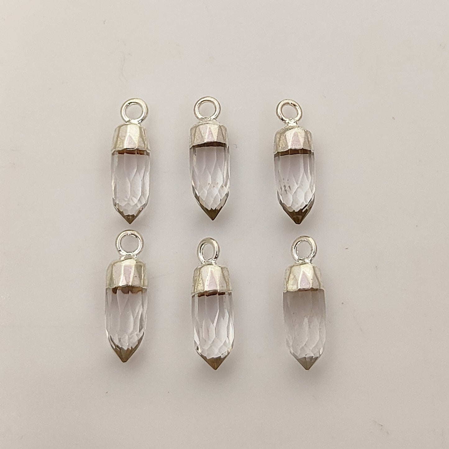 Boho Clear Quartz Spike Pendant Gold/Silver Electroplated Charm for Custom Jewelry Projects- Selling Per Piece