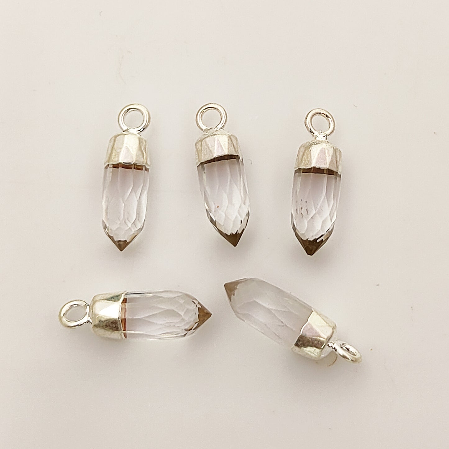 Boho Clear Quartz Spike Pendant Gold/Silver Electroplated Charm for Custom Jewelry Projects- Selling Per Piece