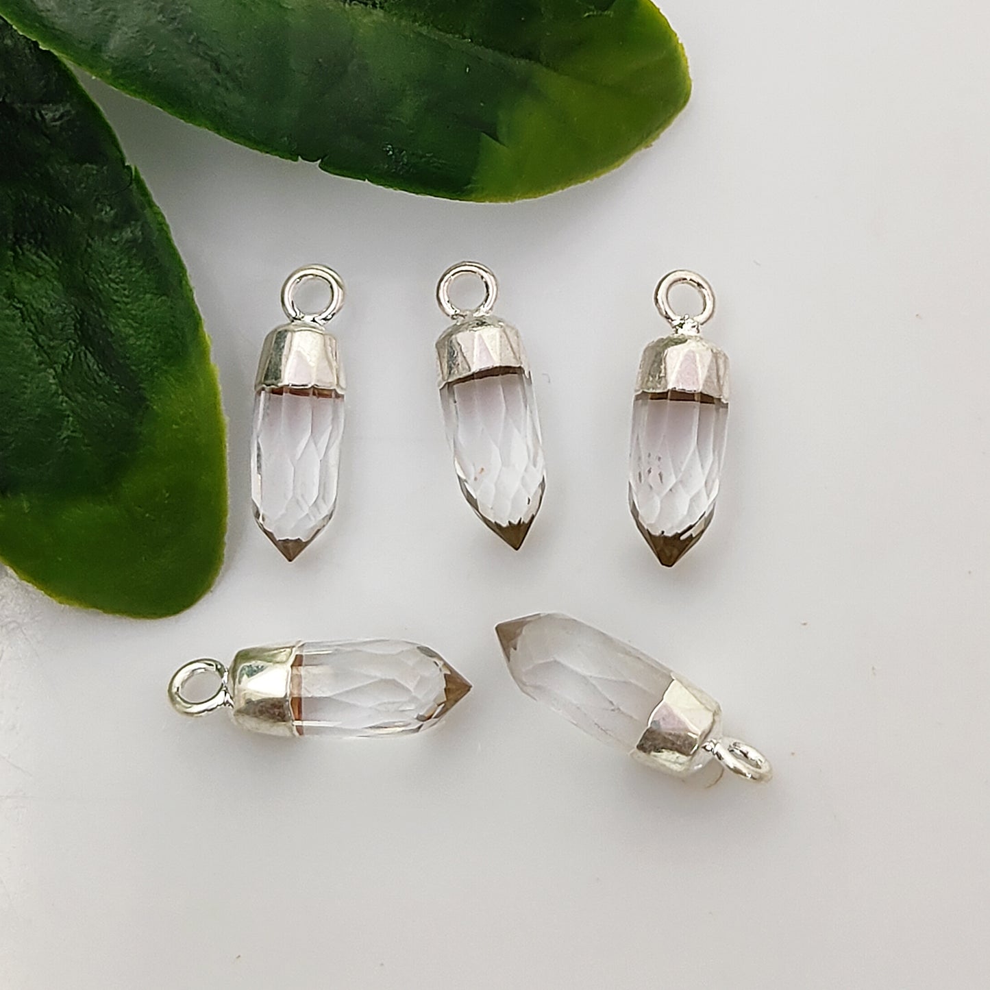Boho Clear Quartz Spike Pendant Gold/Silver Electroplated Charm for Custom Jewelry Projects- Selling Per Piece