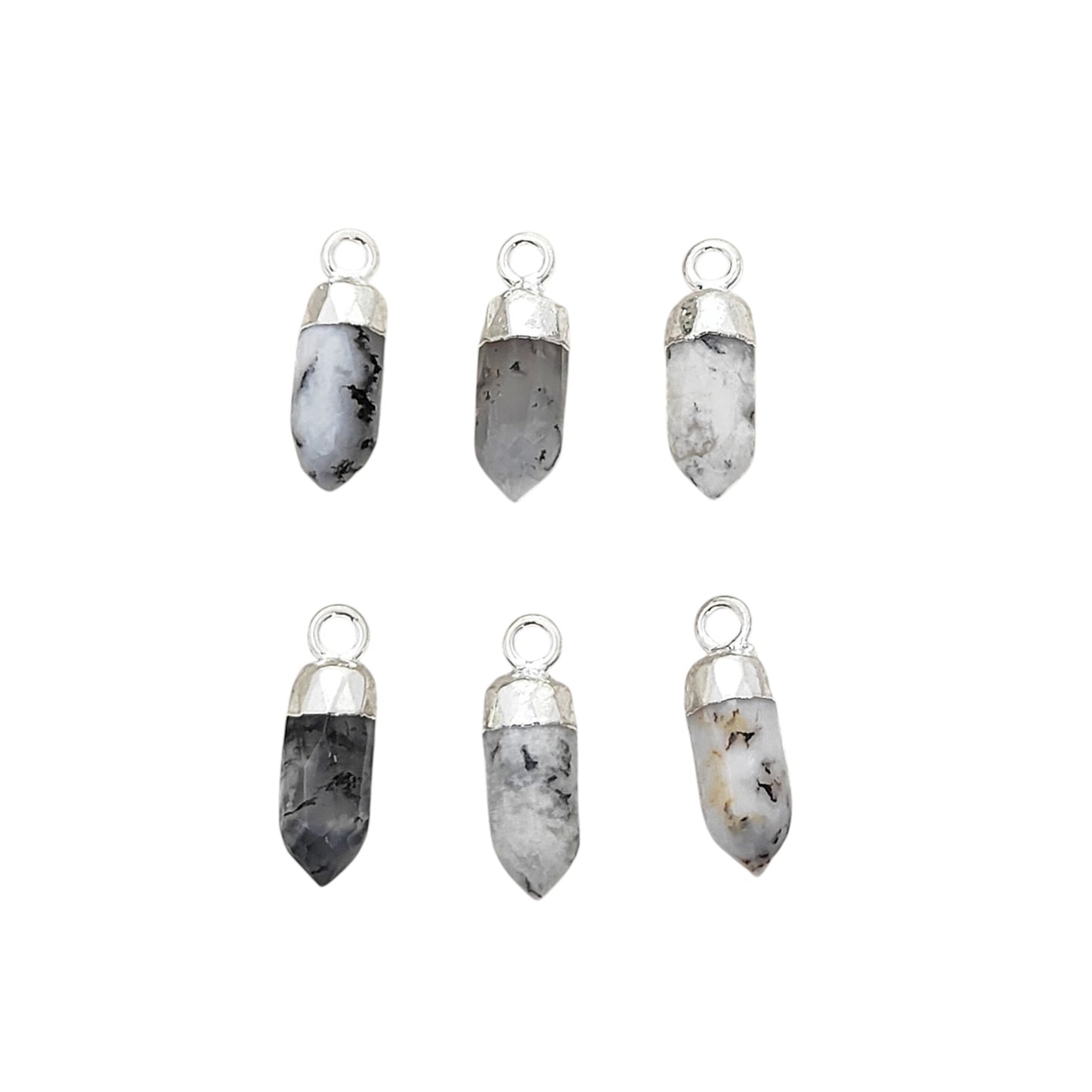 Dendritic Opal Crystal Spike Point Pendant Gold/Silver Electroplated for Spiritual DIY Jewelry Crafts- Selling Per Piece