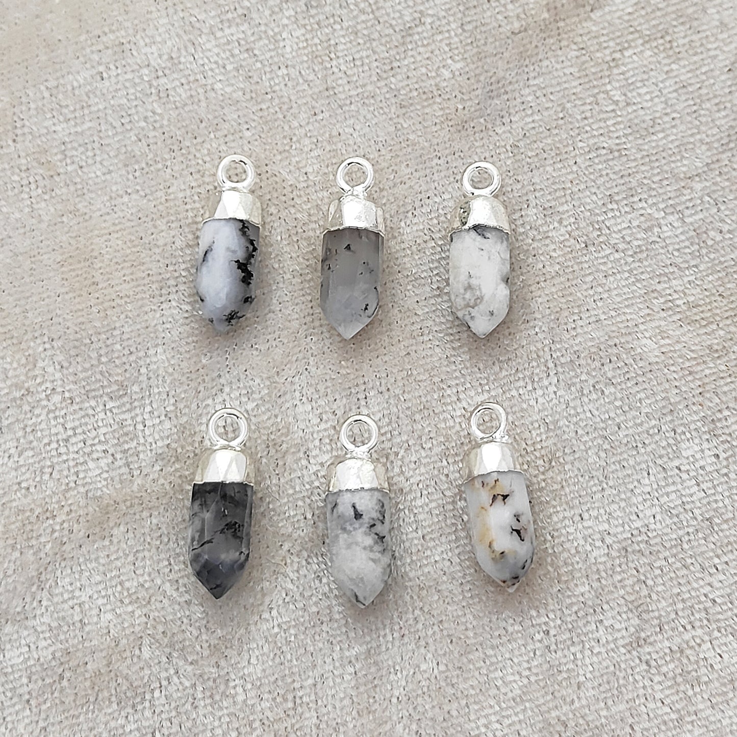 Dendritic Opal Crystal Spike Point Pendant Gold/Silver Electroplated for Spiritual DIY Jewelry Crafts- Selling Per Piece