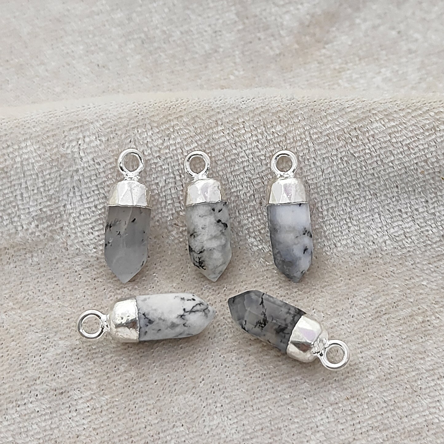 Dendritic Opal Crystal Spike Point Pendant Gold/Silver Electroplated for Spiritual DIY Jewelry Crafts- Selling Per Piece