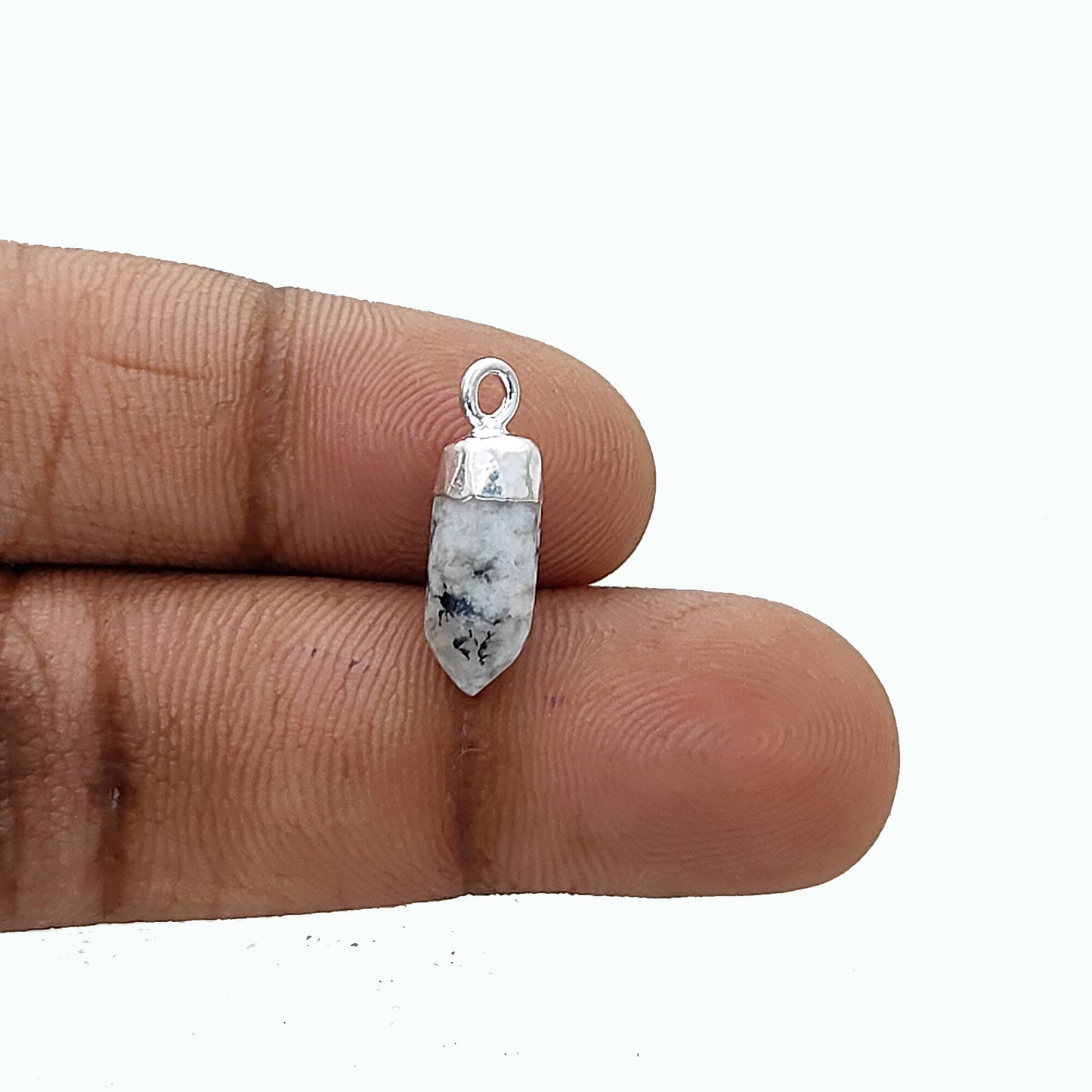 Dendritic Opal Crystal Spike Point Pendant Gold/Silver Electroplated for Spiritual DIY Jewelry Crafts- Selling Per Piece