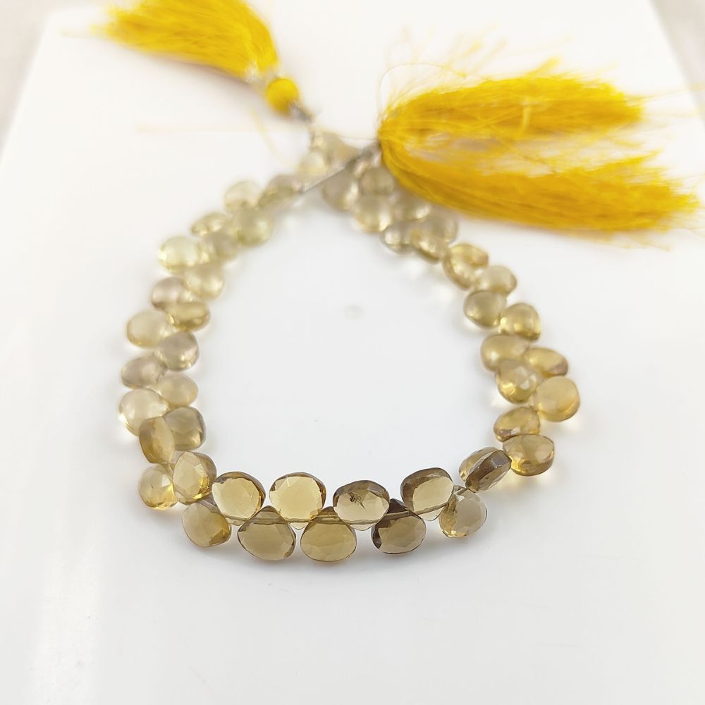 DIY Jewelry Supplies – Natural Champagne Topaz Heart Beads for Custom Creations