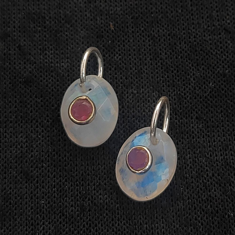 Natural Faceted Rainbow Moonstone Double Stone Pendant Minimalist Jewelry Making Charm – Selling Per Piece