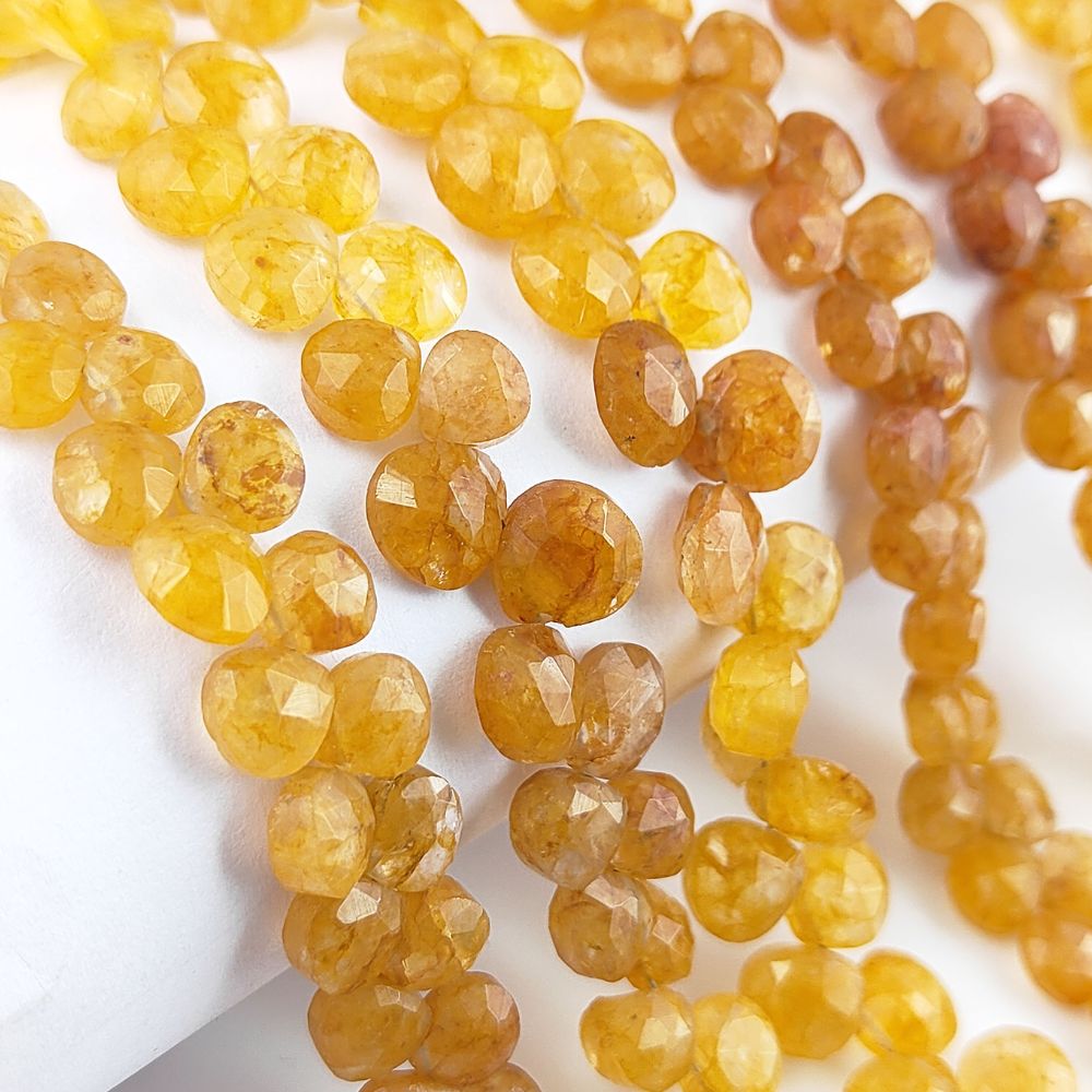 Faceted Yellow Aventurine Beads – Heart Shaped Stones for Crafts