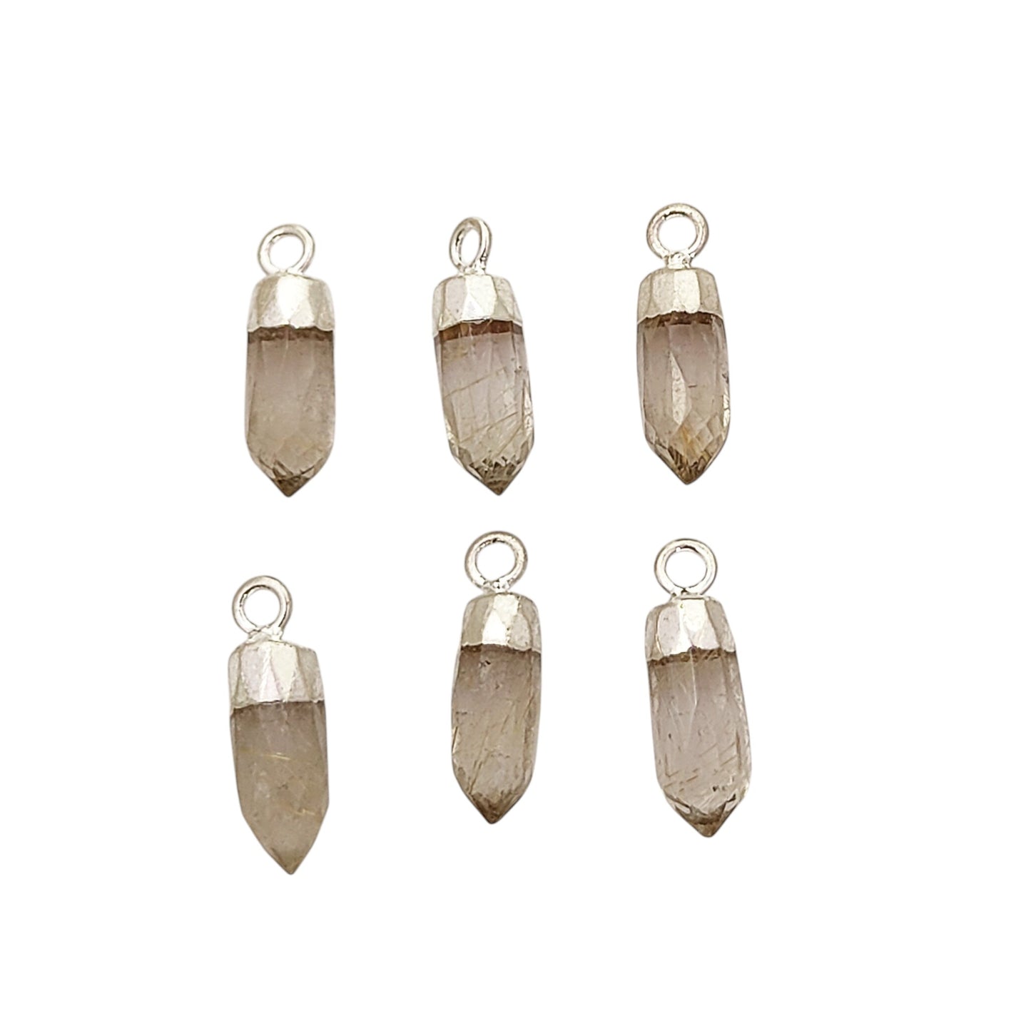 Gold/Silver Electroplated Capped Golden Rutile Pendant Natural Crystal Charm for Spiritual Jewelry Making