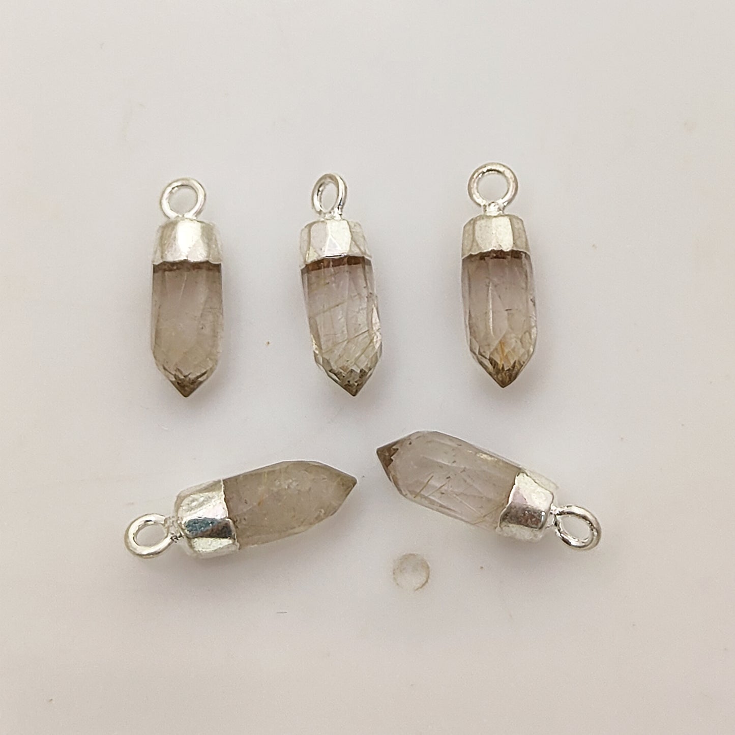 Gold/Silver Electroplated Capped Golden Rutile Pendant Natural Crystal Charm for Spiritual Jewelry Making