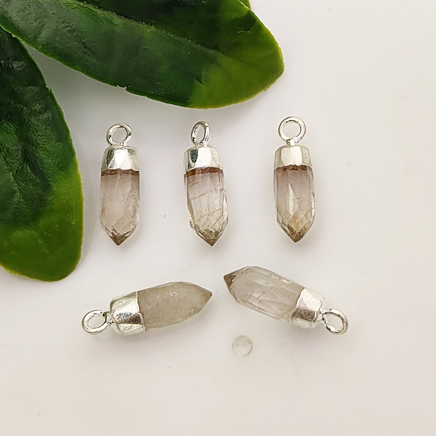 Gold/Silver Electroplated Capped Golden Rutile Pendant Natural Crystal Charm for Spiritual Jewelry Making
