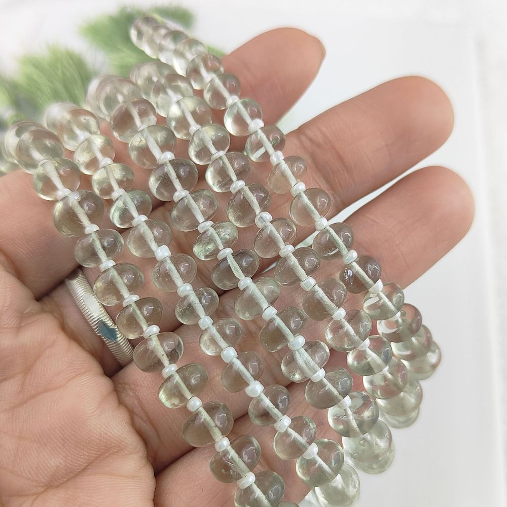 Natural Green Amethyst Rondelle Beads Gemstone Strand