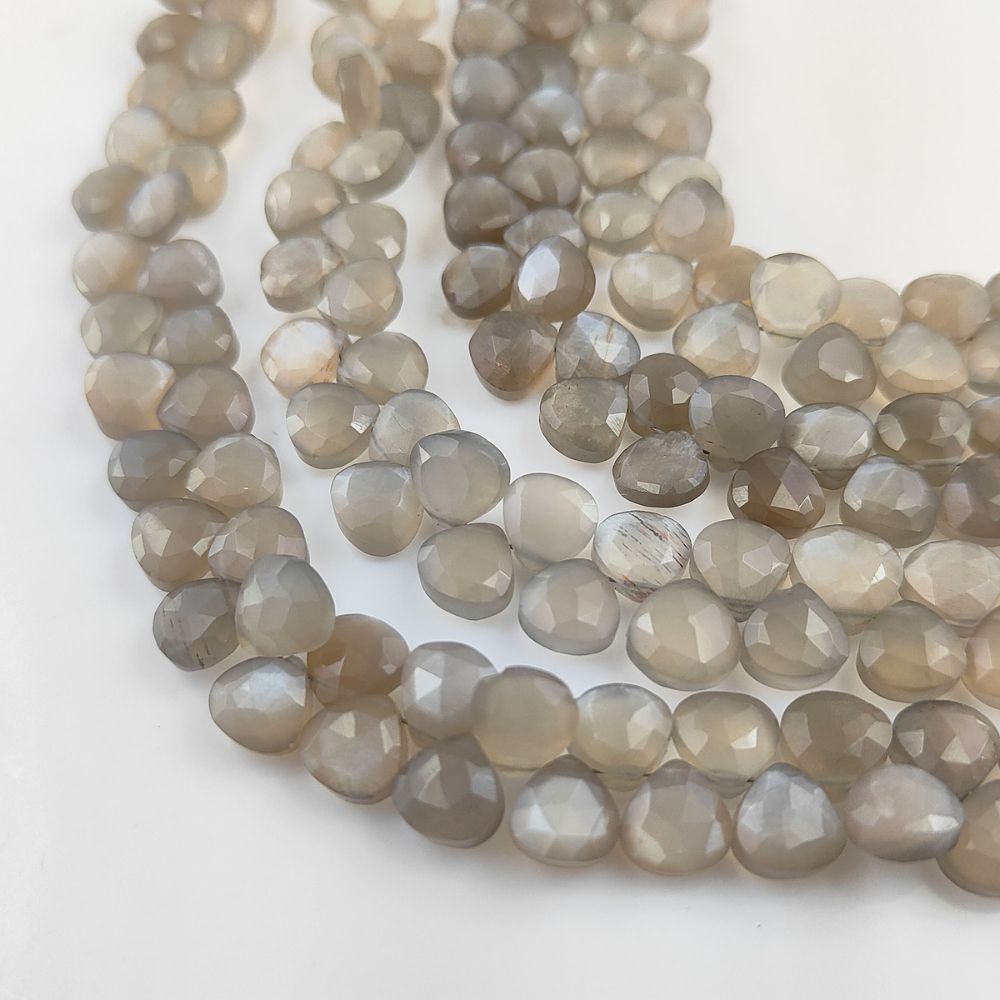 Jewelry Designer’s Choice – Faceted Grey Moonstone Heart Gemstone Beads