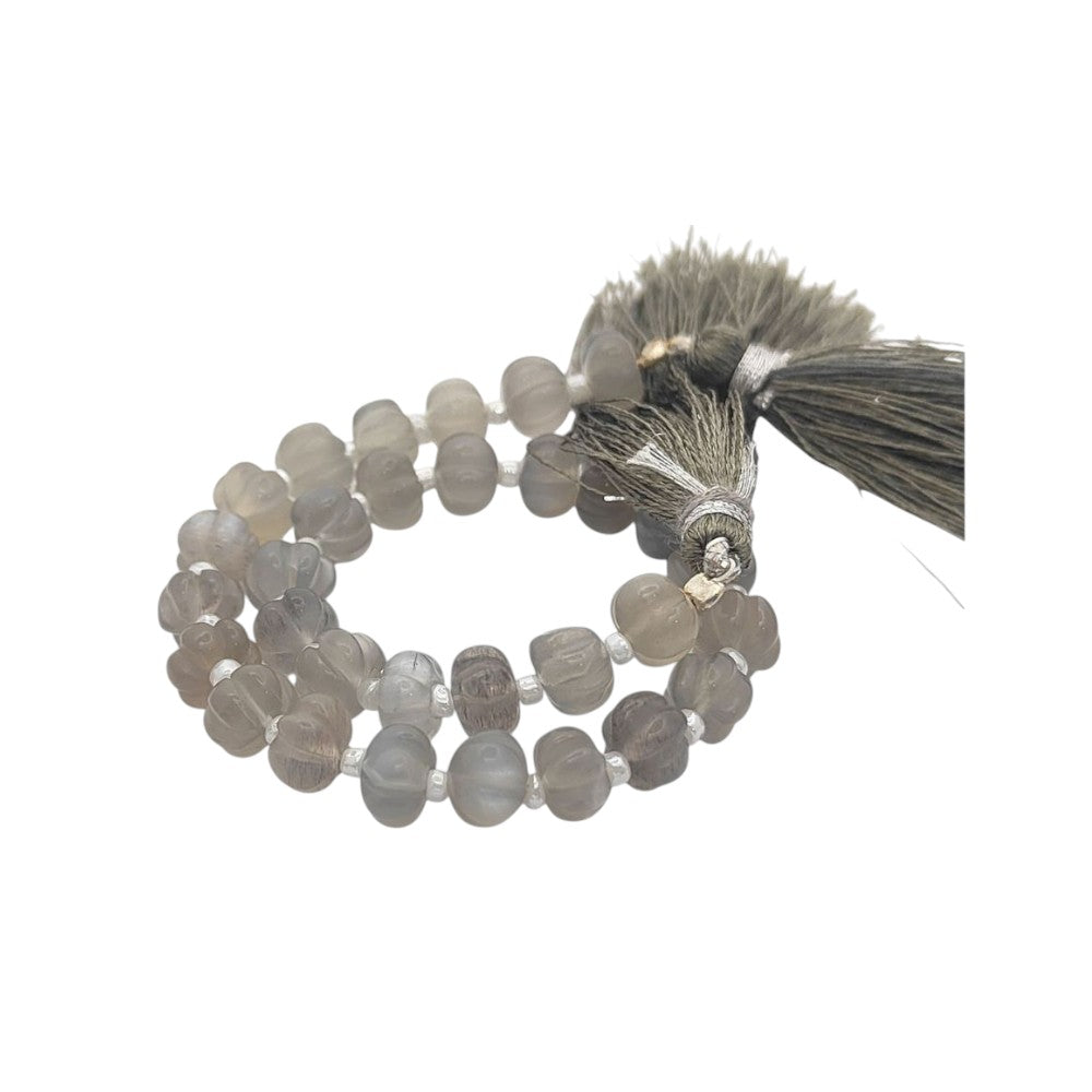 Natural Grey Moonstone Pumpkin Beads Grey Gemstones for Soft, Elegant Minimalist Jewelry