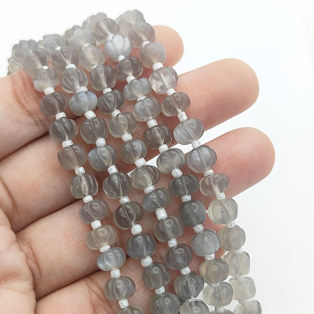 Elegant Grey Moonstone Pumpkin Beads – Ideal for Minimalist Jewelry & Crafts