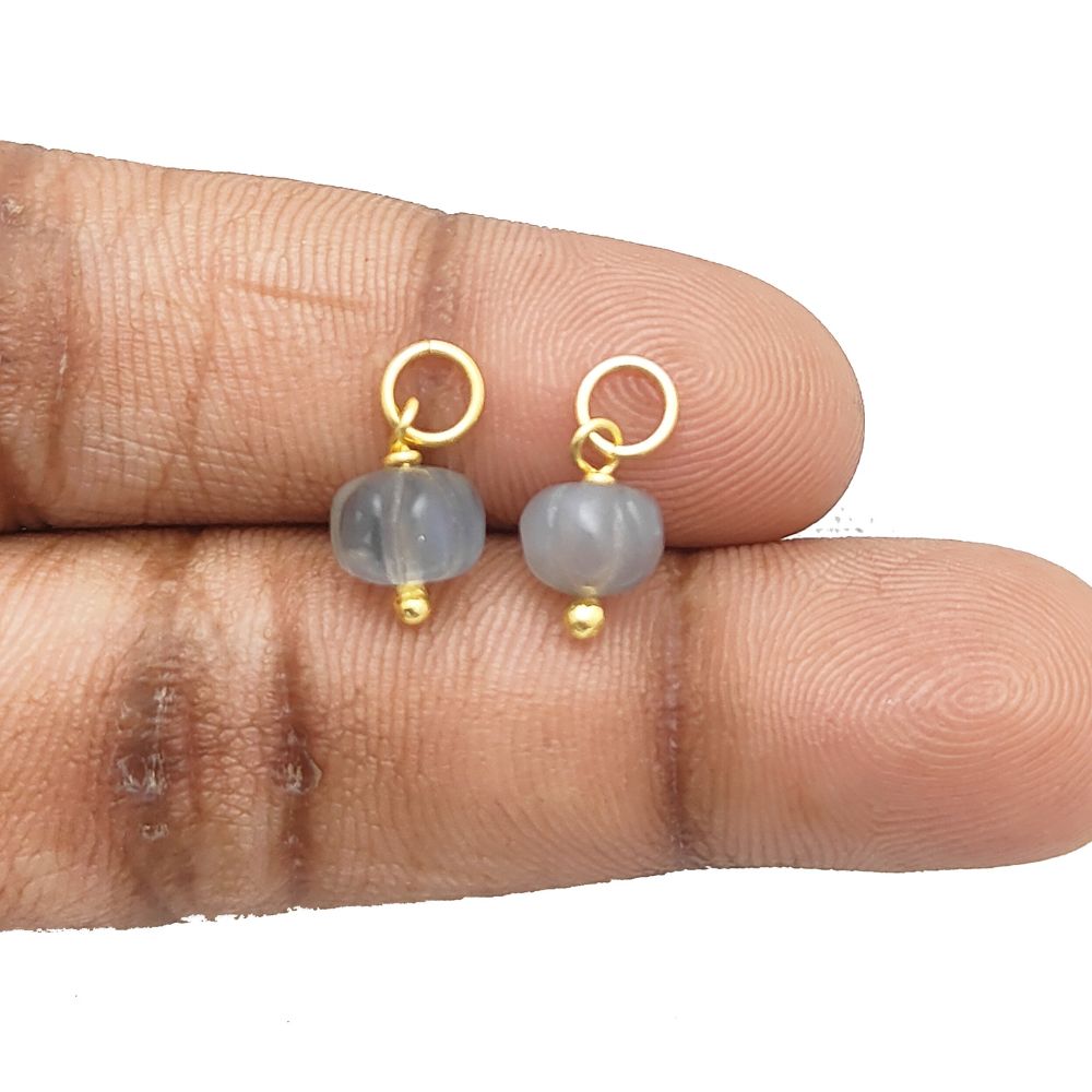 Natural Grey Moonstone Pumpkin Pendant Carved Gemstone Bead for Healing Jewelry- Selling Per Piece