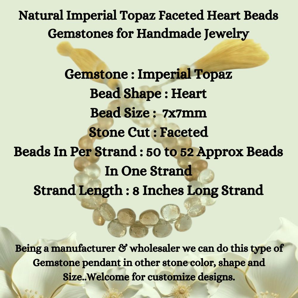Faceted Imperial Topaz Heart Beads – Radiant Natural Gemstones for DIY Jewelry
